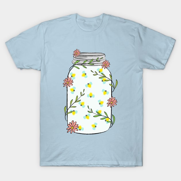 Mason Jar With Fireflies T-Shirt by Lizzamour